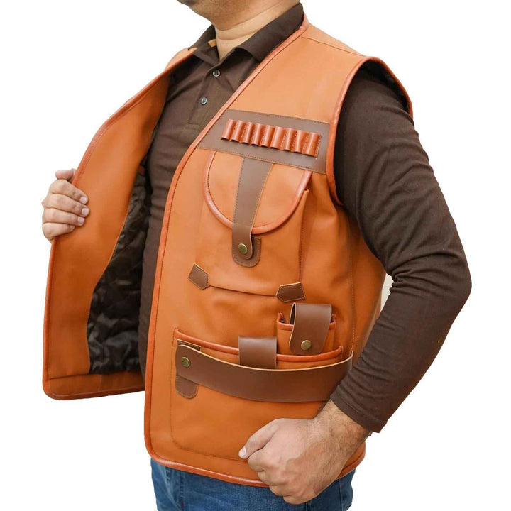 Men Genuine Leather Western Sleeveless Vest Brown leather men's vest, Leather Riding Vest, Hunting Fishing, Motorcycle Vest, Vest For Dad
