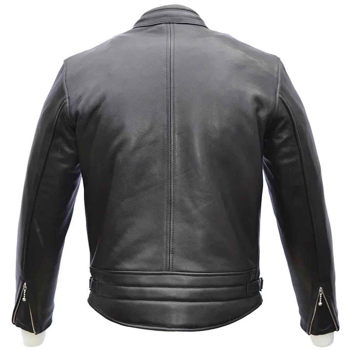Black Motorcycle Leather Jacket with Red Blue Stripes Men's Real Leather Jacket, Motorcycle Leather Jacket, Customized Jacket Gift for him