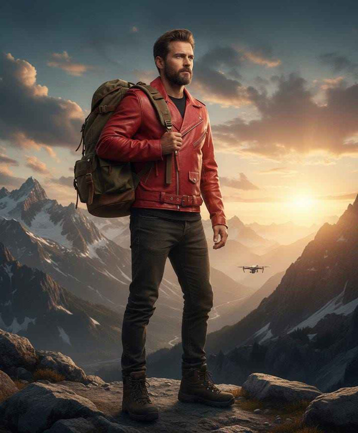 Custom Red Lambskin Motorcycle Biker Slim Fit Leather Jacket for Men | Vintage Style Customized Leather Jacket | Gift for him & Friends