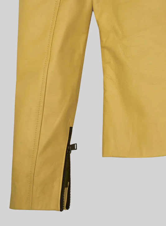 Women's Leather Jacket, Genuine Lambskin Leather Jacket, Biker Jacket, Motorcycle Jacket, Handmade Fit Jacket, Ladies Yellow Leather Jacket