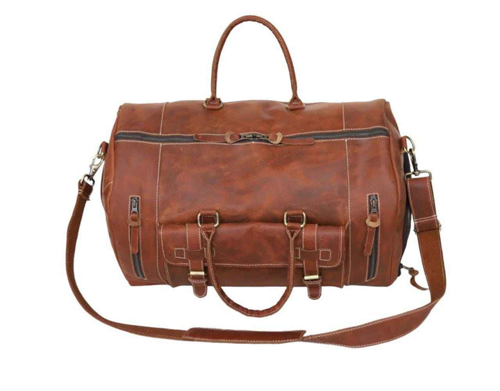 Full Grain Leather Duffle Bag: Personalized Travel Holdall, Gym Weekender