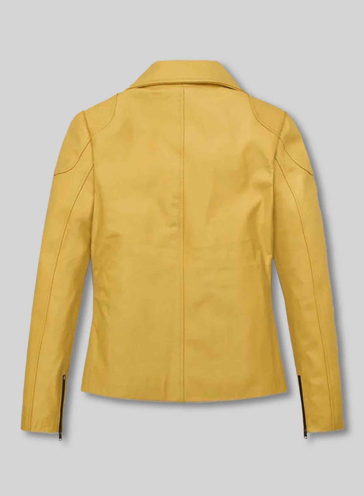 Women's Leather Jacket, Genuine Lambskin Leather Jacket, Biker Jacket, Motorcycle Jacket, Handmade Fit Jacket, Ladies Yellow Leather Jacket
