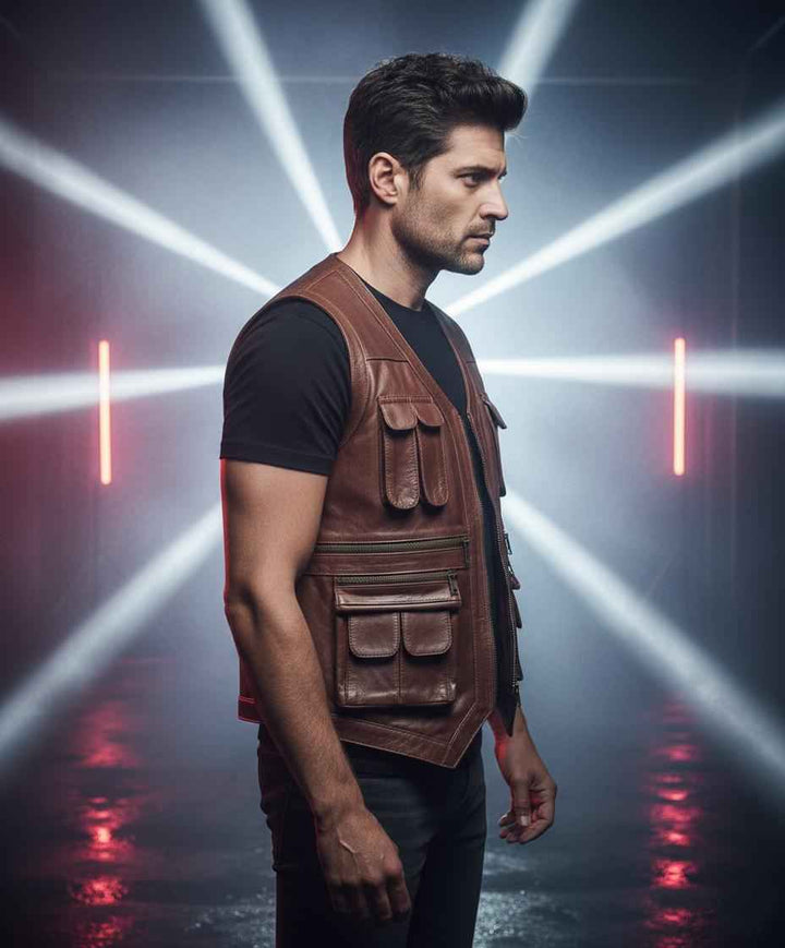 Mens Handmade Custom Vintage Biker Vest, Genuine Sheepskin Hunting Café Racer Vest, Real Lambskin Casual Motorcycle Vest, Slim Leather Vest