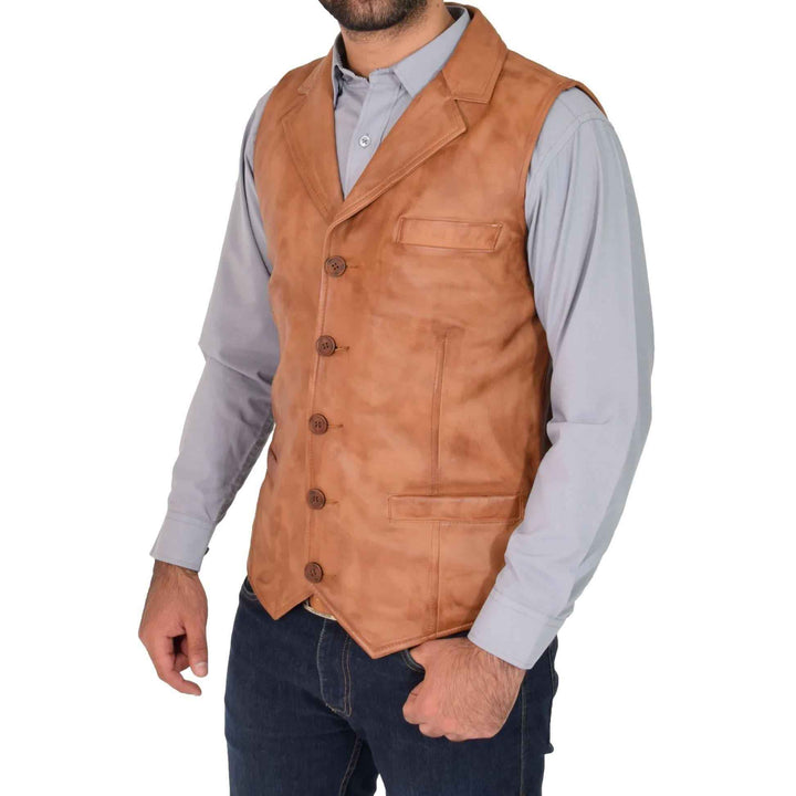 Men's Leather Vest Soft Leather Vest Brown Leather Vest - Soft Sheepskin Vest Slim Fit Motorcycle Vest, Leather Vest, Gifts For Dad And Him