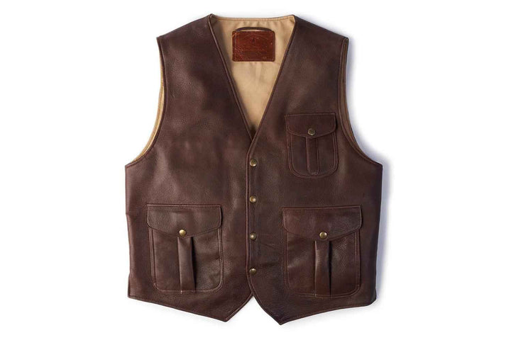 Handmade Mens Leather Vest - Brown Leather Vest -Black Leather Vest -Soft Sheepskin Vest- Motorcycle Vest Slim Jerkin Style -Free Express