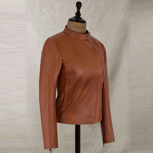 Women's Leather Jacket / Genuine Lambskin Leather Jacket / Biker Jacket / Motorcycle Jacket / New Handmade Fit Jacket / Brown Leather Jacket