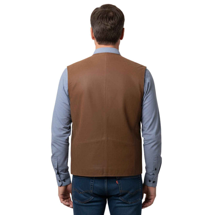 leather vest men, men's brown leather waistcoat, genuine leather vest for men, classic brown vest, sleeveless leather jacket, Gifts For Dad