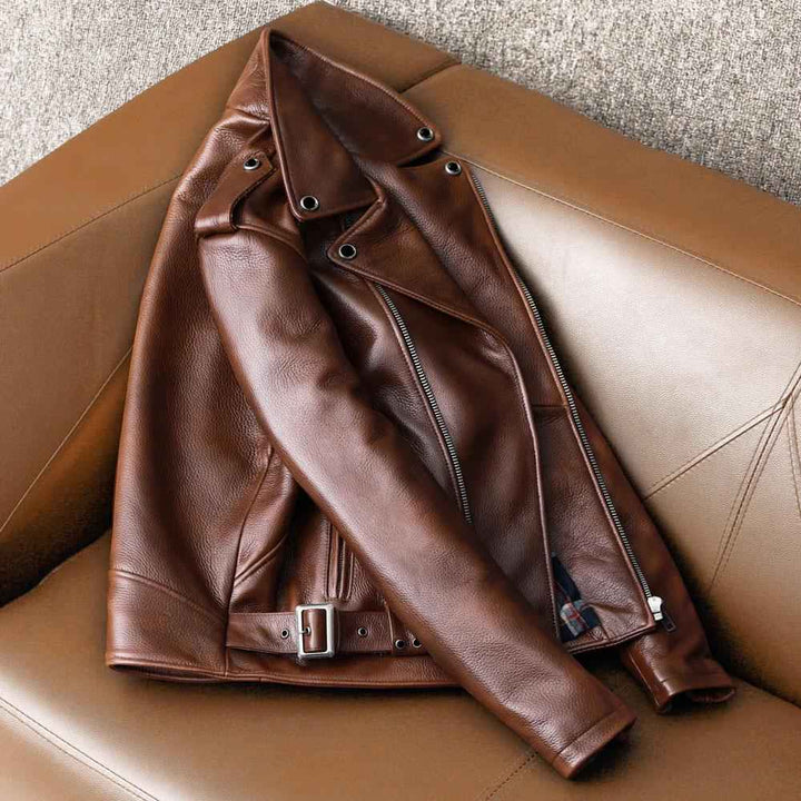 Handmade Mens Leather Jacket Lambskin Casual Brown Winter Leather Biker Jacket Vintage Leather Jacket, Motorcycle Biker Jacket, Party Jacket