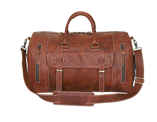 Full Grain Leather Duffle Bag: Personalized Travel Holdall, Gym Weekender