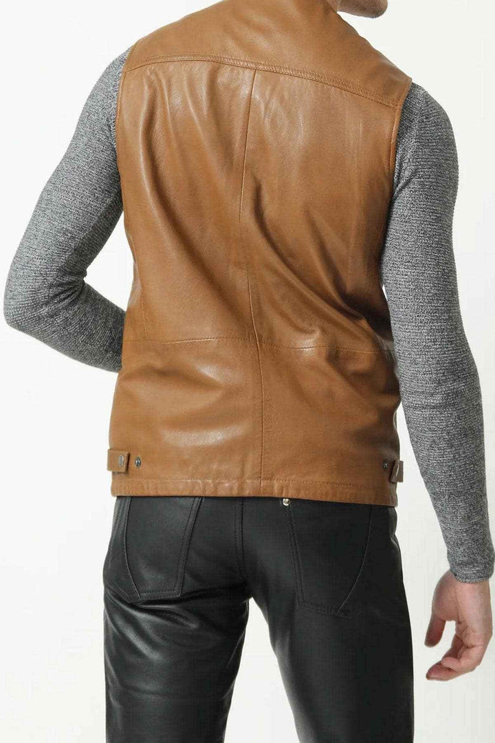 Men Classic Motorcycle Brown Leather Vest, Motorcycle Vest, Leather Jacket Men, Hunting Fishing Vest, Handmade Genuine Leather Custom Vest