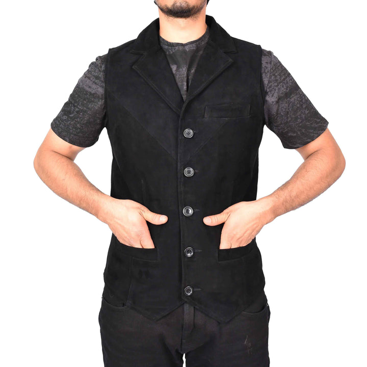 Men Suede Leather Vest, Real Suede Leather Western Cowboy Vest, Men's Black Suede Cowboy Vest, Suede Leather Vest For Men Black Suede Vest