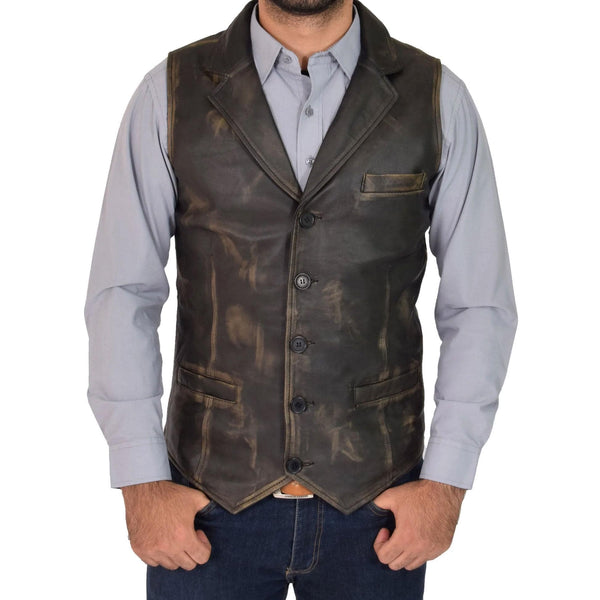 Genuine Cowhide Leather Western Sleeveless Vest Black Waxed leather men's vest, Leather Riding Vest, Motorcycle Vest, Leather Vest For Dad