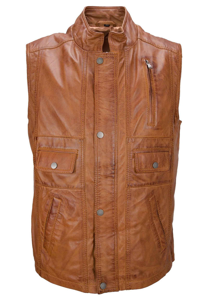 Men Classic Motorcycle Brown Leather Vest, Motorcycle Vest, Leather Jacket Men, Hunting Fishing Vest, Handmade Genuine Leather Custom Vest