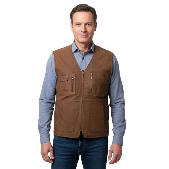 leather vest men, men's brown leather waistcoat, genuine leather vest for men, classic brown vest, sleeveless leather jacket, Gifts For Dad