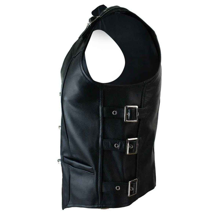 Handmade Men's Genuine Cow Leather Heavy Zipper Buckled Rocker Biker Motorcycle Vintage Waistcoat Winter Vests Antique Gifts For Bikers