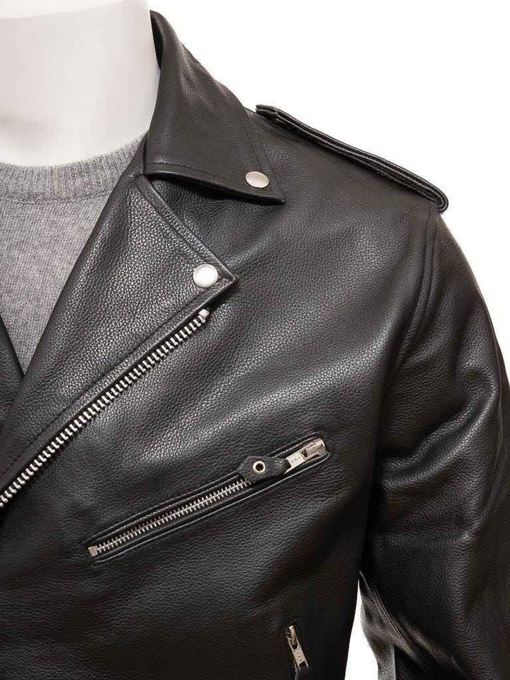 Men's American Moto Genuine Cowhide Leather Jacket with Fringe Cowboy Jacket, Men Fringe Leather Jacket, Men Moto Jacket, Black -fringed