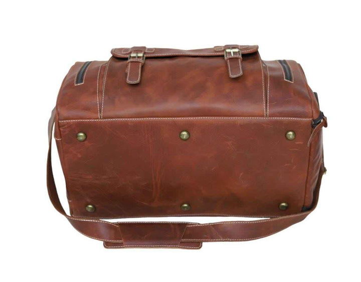 Full Grain Leather Duffle Bag: Personalized Travel Holdall, Gym Weekender