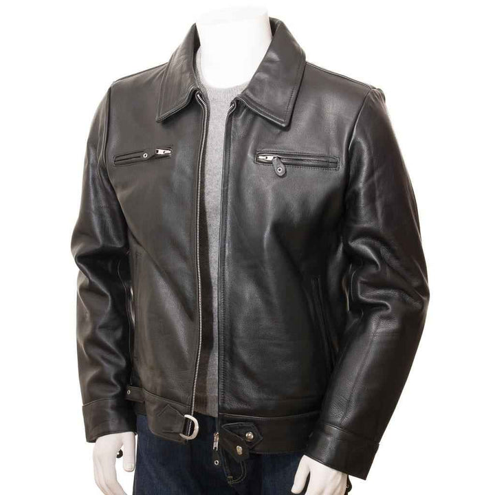 Mens Real Black Leather Jacket | Genuine Leather Bomber Jacket | Handmade Vintage Design | Men Leather Biker Jacket | Motorcycle Jacket