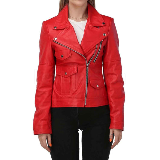 Women's Biker Leather Jacket-Ladies Leather Coat-Gift For Women-Women Handmade Custom Motorcycle Leather Jacket-Women Winter Leather Jacket