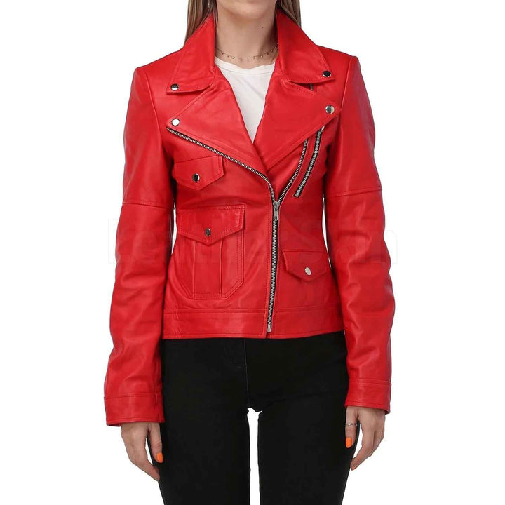 Women's Biker Leather Jacket-Ladies Leather Coat-Gift For Women-Women Handmade Custom Motorcycle Leather Jacket-Women Winter Leather Jacket