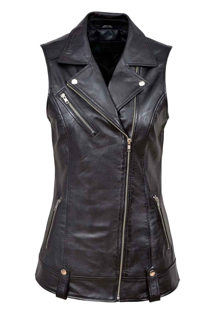 Luxury New Ladies Biker Waistcoat Tan Real Nappa Leather Casual Style Design | Real Leather Biker Vest | Women's Leather Vest | Gift for her