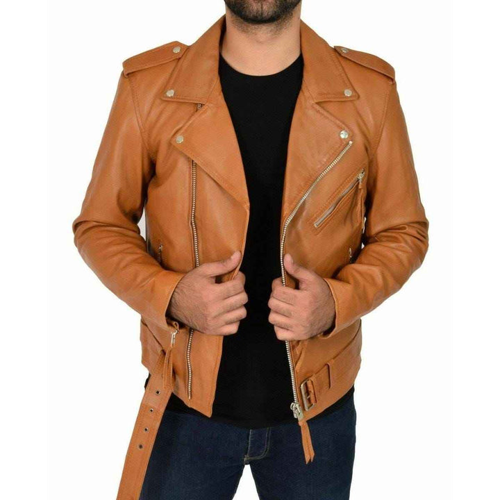 Men's Handmade Motorcycle Vintage Café Racer Biker Tan Brown Real Leather Jacket, Antique Motorcycle Real Leather Jacket, Biker Club Jacket