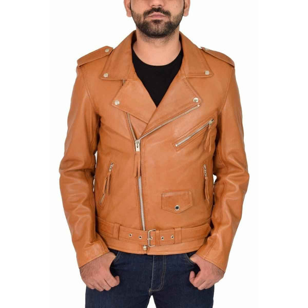 Men's Handmade Motorcycle Vintage Café Racer Biker Tan Brown Real Leather Jacket, Antique Motorcycle Real Leather Jacket, Biker Club Jacket