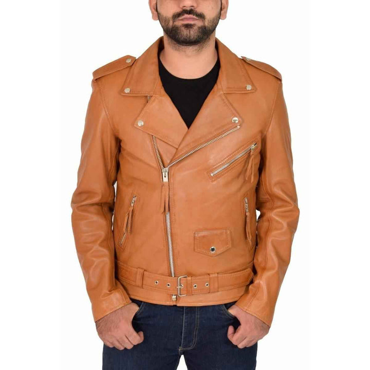 Men's Handmade Motorcycle Vintage Café Racer Biker Tan Brown Real Leather Jacket, Antique Motorcycle Real Leather Jacket, Biker Club Jacket