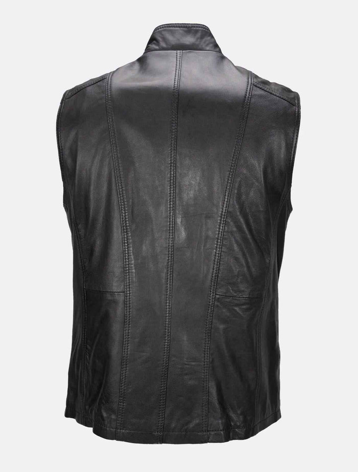 Mens Handmade Black Leather Hunting Vest, Fishing Vest, Leisure Vest, Leather Vest Casual Motorcycle Biker Leather Vest gift for him and dad