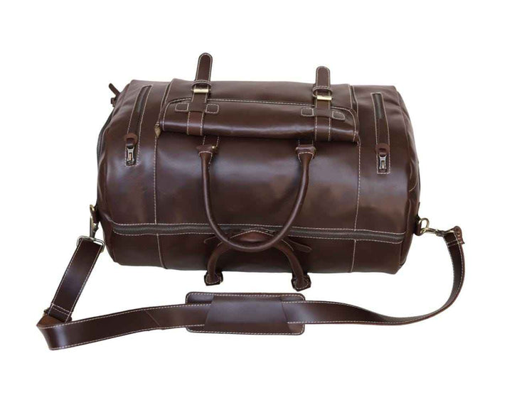 Full grain leather duffle bag men Genuine leather weekender bag brown Leather hold all Overnight travel bag Personalized gift for him duffel