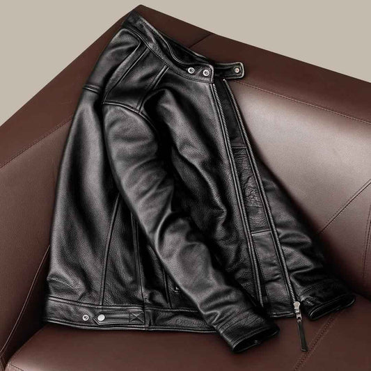 Men's Biker Leather Jacket-Handcrafted Motorcycle Leather Jacket For Gents-Genuine Lambskin Slim Fit Leather Coat For Men-Men's Leather Coat