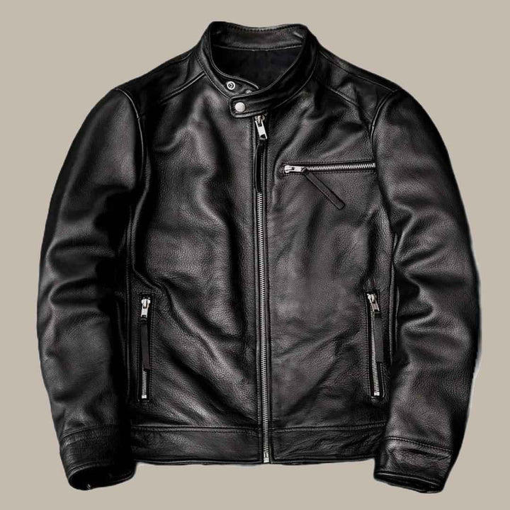 Men's Biker Leather Jacket-Handcrafted Motorcycle Leather Jacket For Gents-Genuine Lambskin Slim Fit Leather Coat For Men-Men's Leather Coat