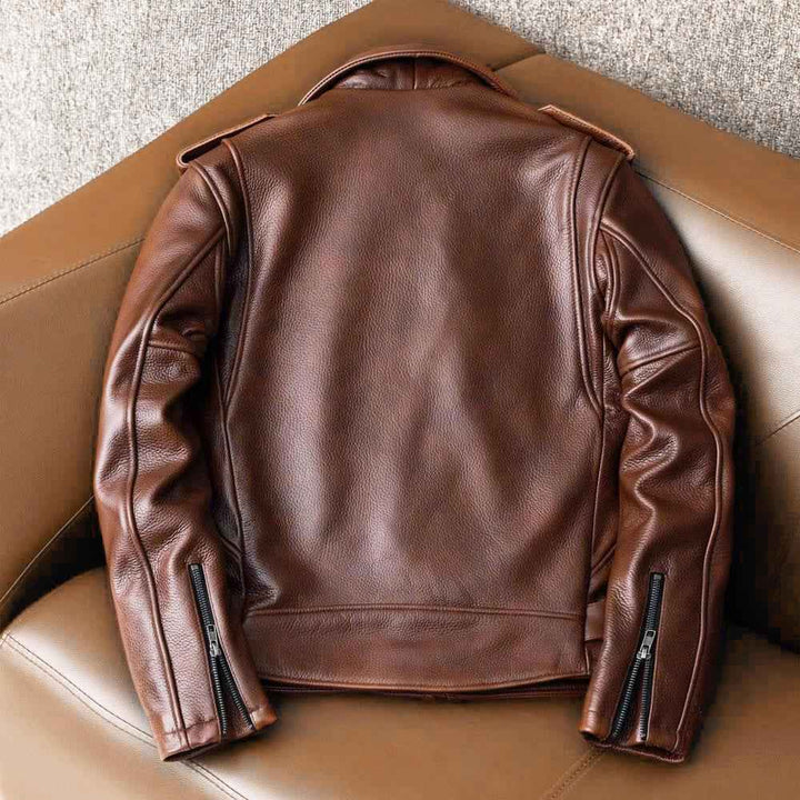 Handmade Mens Leather Jacket Lambskin Casual Brown Winter Leather Biker Jacket Vintage Leather Jacket, Motorcycle Biker Jacket, Party Jacket