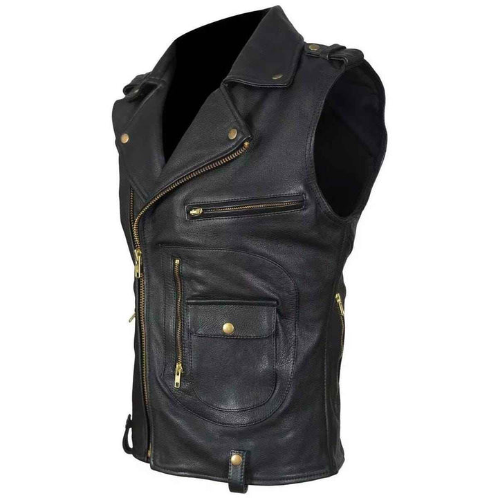 Men Classic Motorcycle Black Leather Vest, Motorcycle Vest, Leather Jacket Men, Biker Vest, Real Leather Vest Waistcoat, Custom Leather Vest
